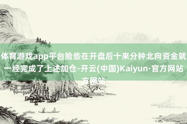 体育游戏app平台险些在开盘后十来分钟北向资金就一经完成了上述加仓-开云(中国)Kaiyun·官方网站