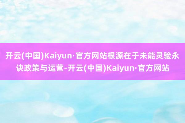 开云(中国)Kaiyun·官方网站根源在于未能灵验永诀政策与运营-开云(中国)Kaiyun·官方网站